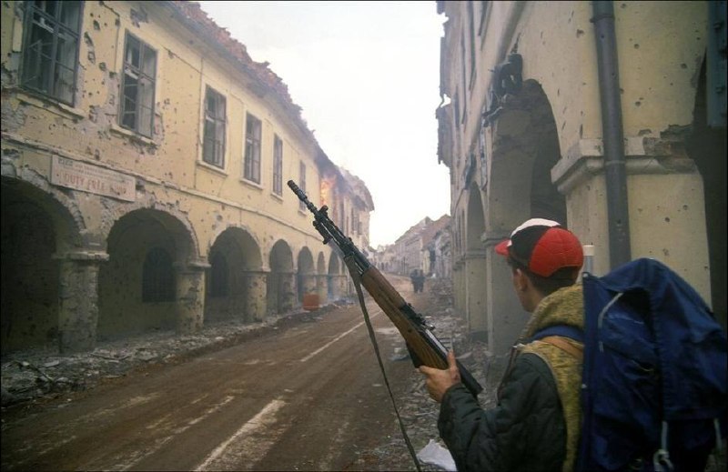 1991年，克罗地亚武科瓦尔——武科瓦尔市中心