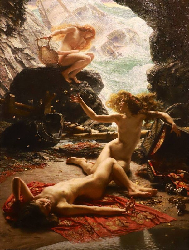 #艺术品 《Cave of the Storm Nymphs》（《风暴仙女的洞穴》），1903年作者：Sir Edward John Poynter
