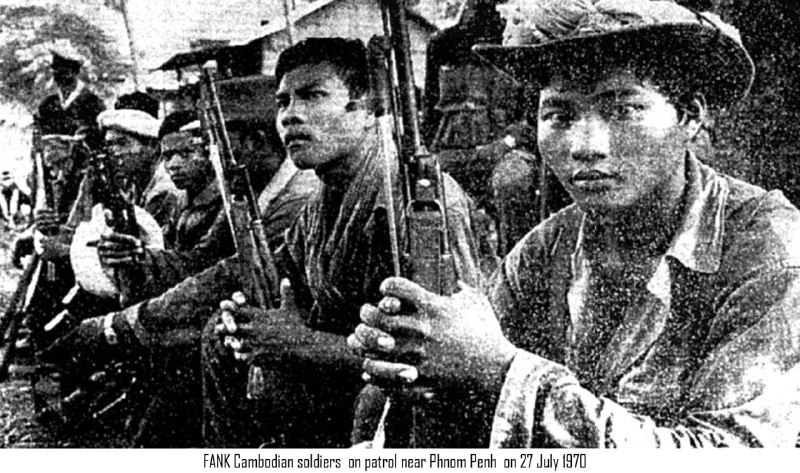 1970 年 7 月 27 日，柬埔寨士兵在金边附近巡逻