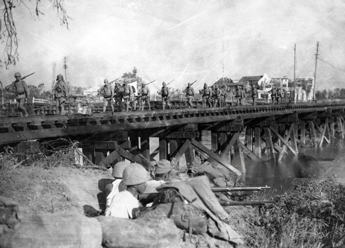 民国二十六年（1937年），白川桥上和桥下的日军