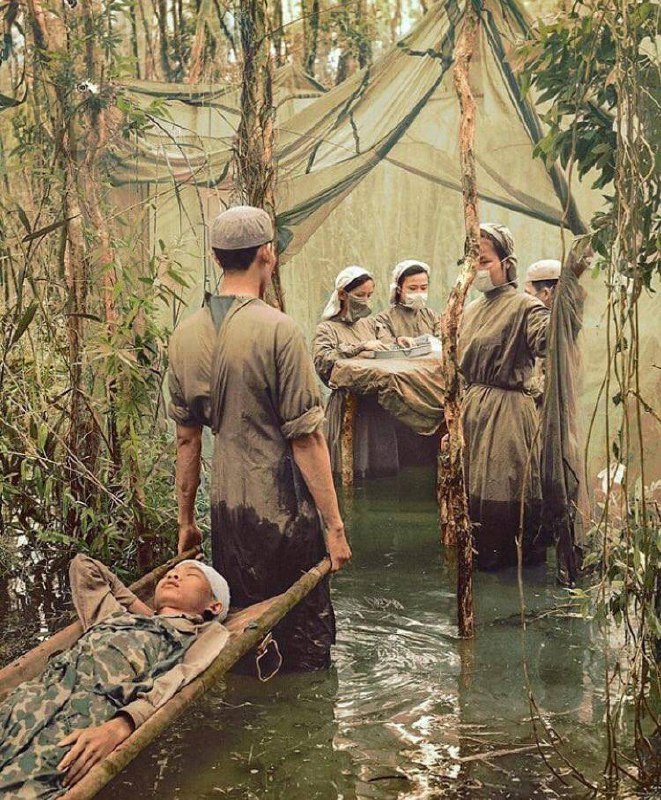 戰爭：1970年，越南金甌半島，美軍轟炸的受害者、遊擊隊員丹山火被帶到紅樹林沼澤中的一個臨時作戰室