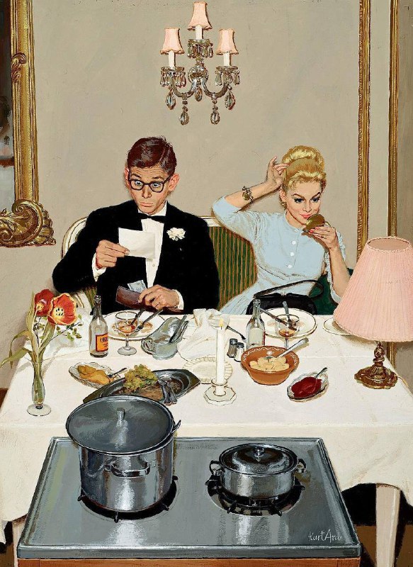 #艺术品《受困骑士》1958《Knight in Distress》于 1958 年创作，作者是丹麦插画家 Kurt Ard