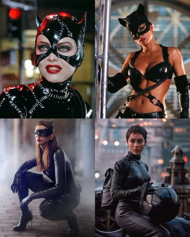 #电影 几十年来的猫女Michelle Pfeiffer（1992）、Halle Berry（2004）、Anne Hathaway（2012）和 Zoë Kravitz（2022）——四种魅力诠释，同一个经典角色