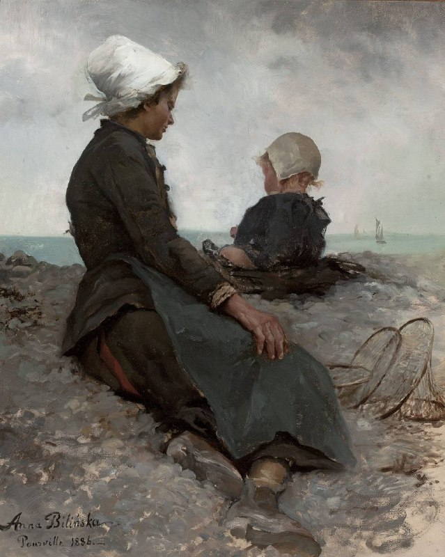 #艺术品 《海边》(At the Seashore) —— 安娜·比林斯卡-博丹诺维奇(Anna Bilińska-Bohdanowicz),1886年