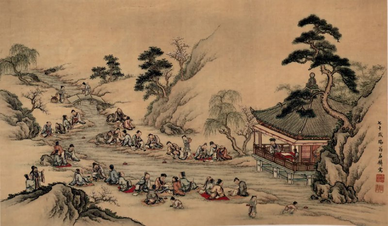 1790年，日本画家山本若麟的《兰亭曲水图》
