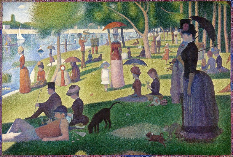 #艺术品《大碗岛的星期天下午》，是十九世纪法国画家乔治·修拉（Georges Pierre Seurat）最著名的代表作之一，同时也是一幅典型的点彩画派作品