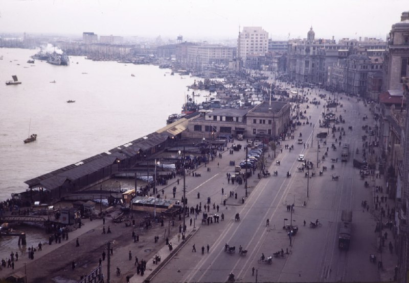 外滩和黄浦江，上海，1945 年