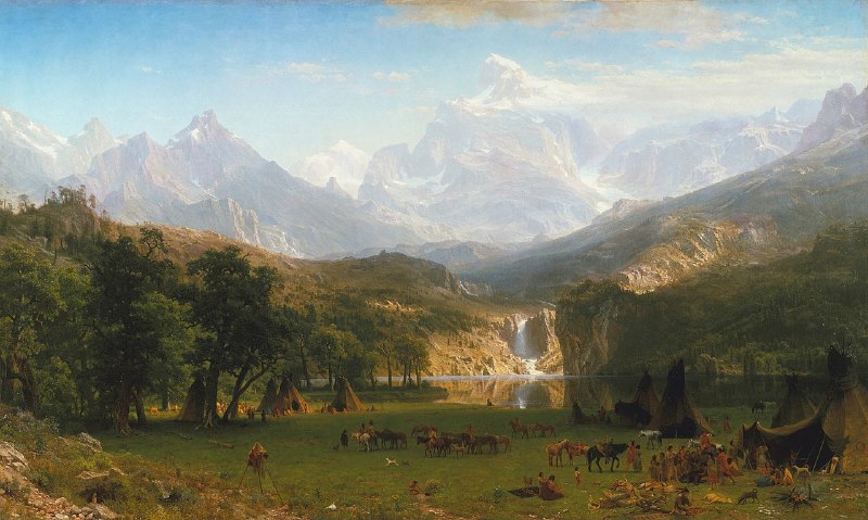 #艺术品 落基山脉，兰德峰（Lander's Peak）是1863年由美籍德裔画家阿尔伯特·比尔斯塔特（Albert Bierstadt）创作的风景油画