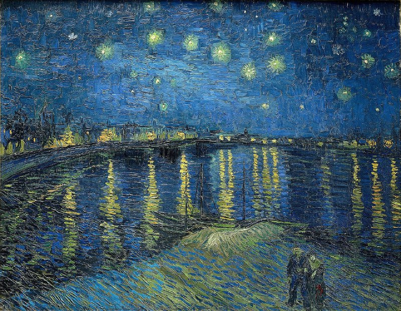 梵高《罗讷河上的星夜》（Starry Night Over the Rhône），1888 年，布面油画