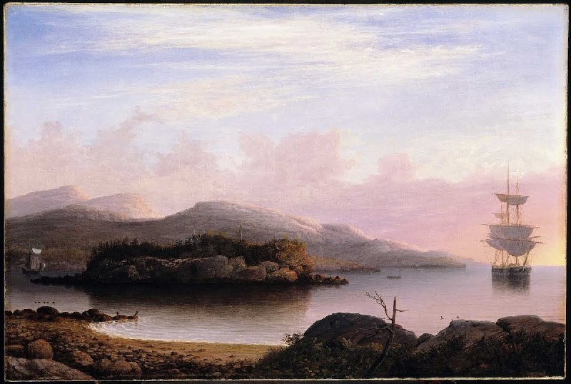 #艺术品《沙漠山岛附近》(Off Mount Desert Island)， 菲茨·亨利·莱恩，1856年