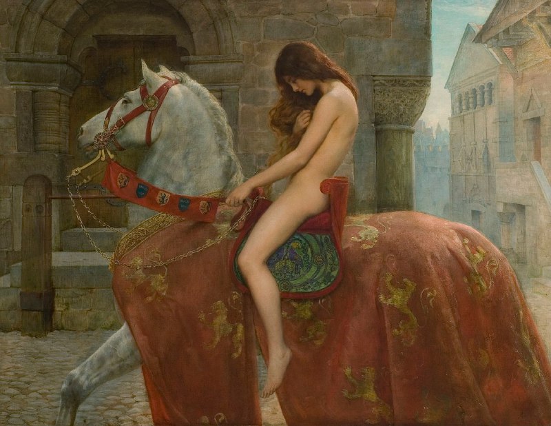 #艺术品《戈黛娃夫人》Lady Godiva 是英国画家约翰·柯里尔的一幅布面油画，绘制于 1897 年，前拉斐尔派风格，现藏于英国考文垂的赫伯特美术馆与博物馆