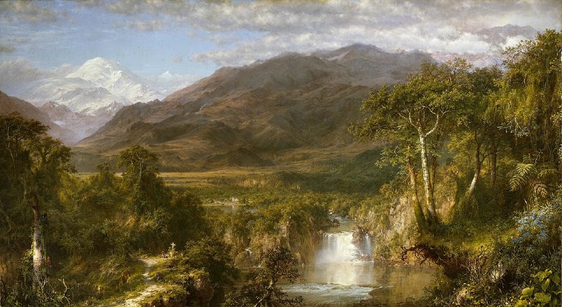 #艺术品《安第斯山脉之心》(The Heart of the Andes)是美国艺术家弗雷德里克·埃德温·丘奇创作的一幅大型油画