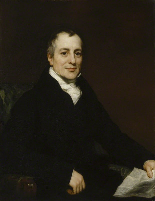 托马斯·菲利普斯 ( Thomas Phillips)为大卫·李嘉图作的肖像，1821年