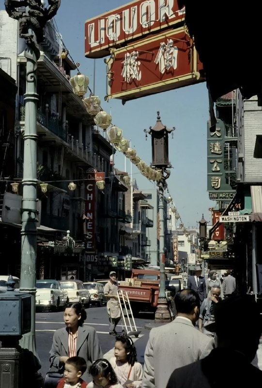 美国旧金山唐人街景象，1950年代
