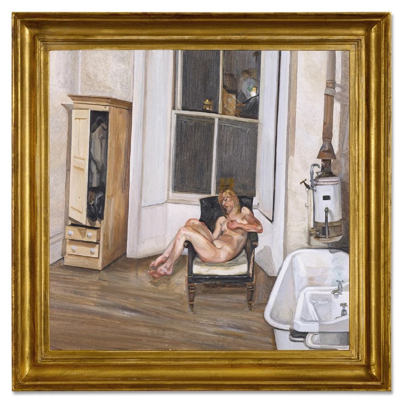 #艺术品 英国艺术家，卢西安·弗洛伊德，作品《Night Interior》（夜间室内，1969-70）