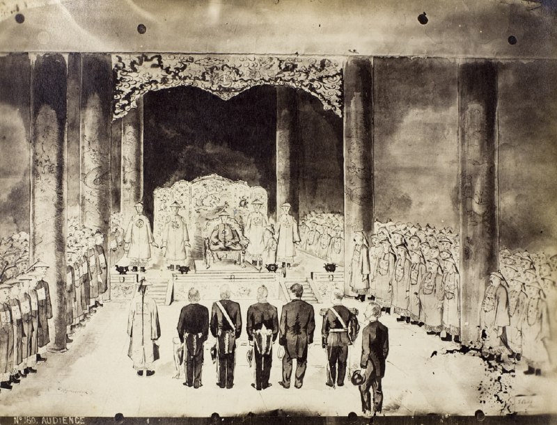 1873年6月29日，同治皇帝（1856-1875）在北京紫光阁接见
