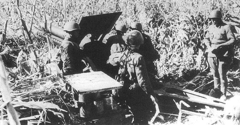 1941年7月，苏联士兵在敖德萨围困战中炮击目标